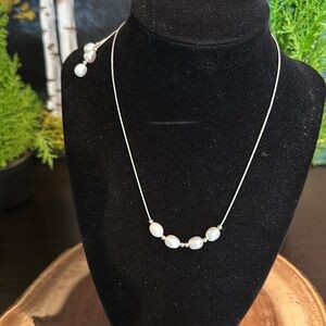 Bridal necklace, Sterling silver and pearl necklace